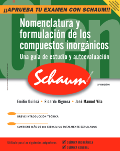 Nomenclatura Y Formulación De Los Compuestos Inorgánicos Una guía de estudio y autoevaluación. Serie Schaum - Solucionario | Libro PDF